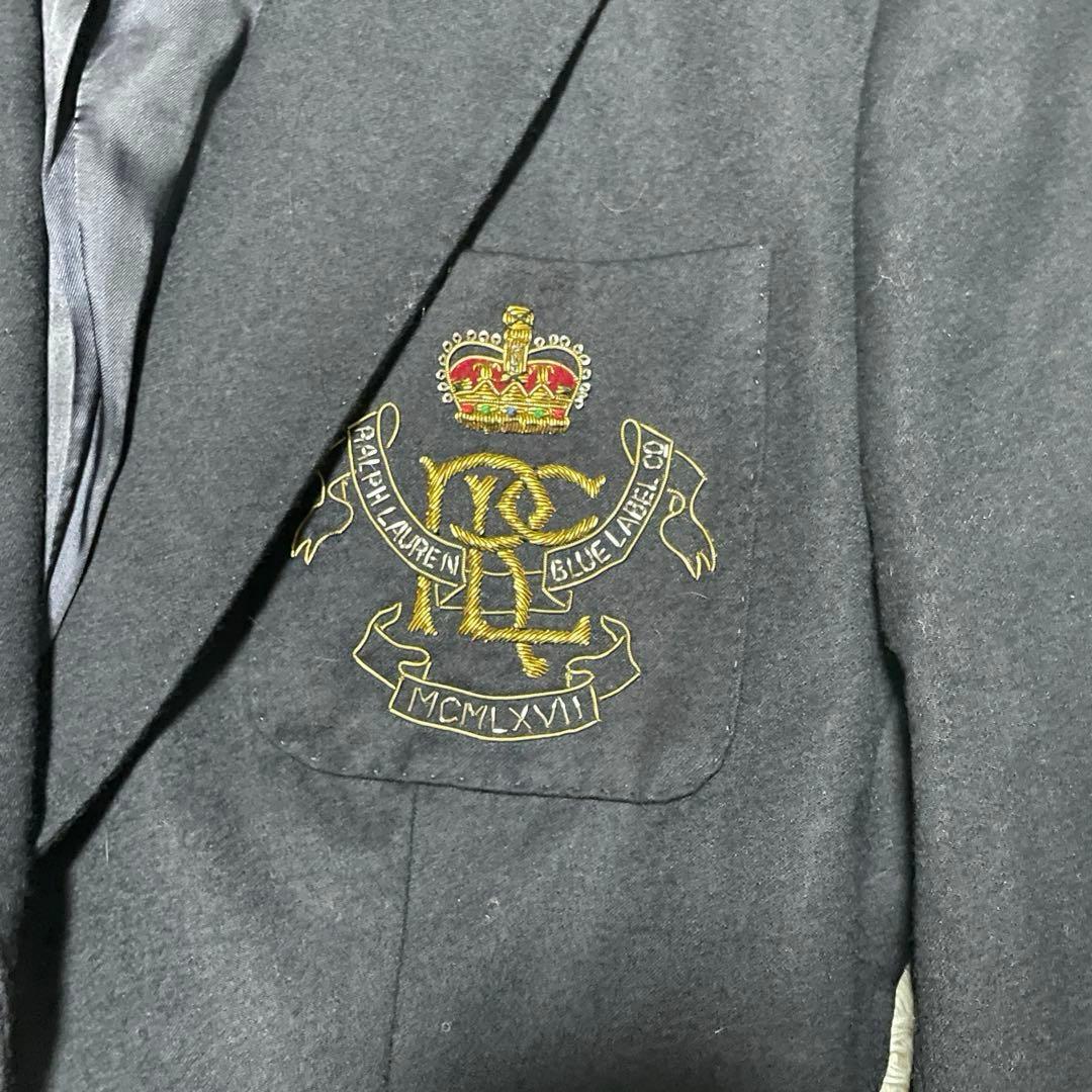 希少 ラルフローレン 紺ブレ 金ボタン エンブレム ウール ネイビー M
