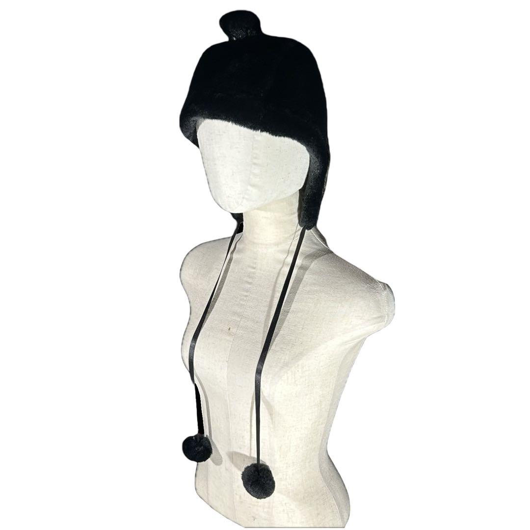 00s archive フェイクファーボンボンイヤーキャップ Y2K 黒