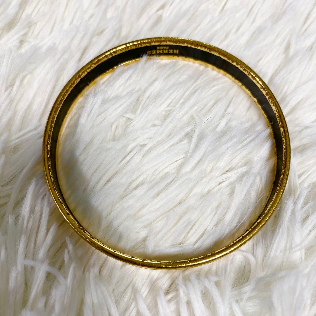 HERMES エマイユ　七宝焼　バングル　ブレスレット　猫　アニマル　ブルー