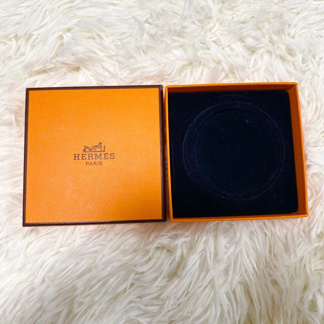 HERMES エマイユ　七宝焼　バングル　ブレスレット　猫　アニマル　ブルー