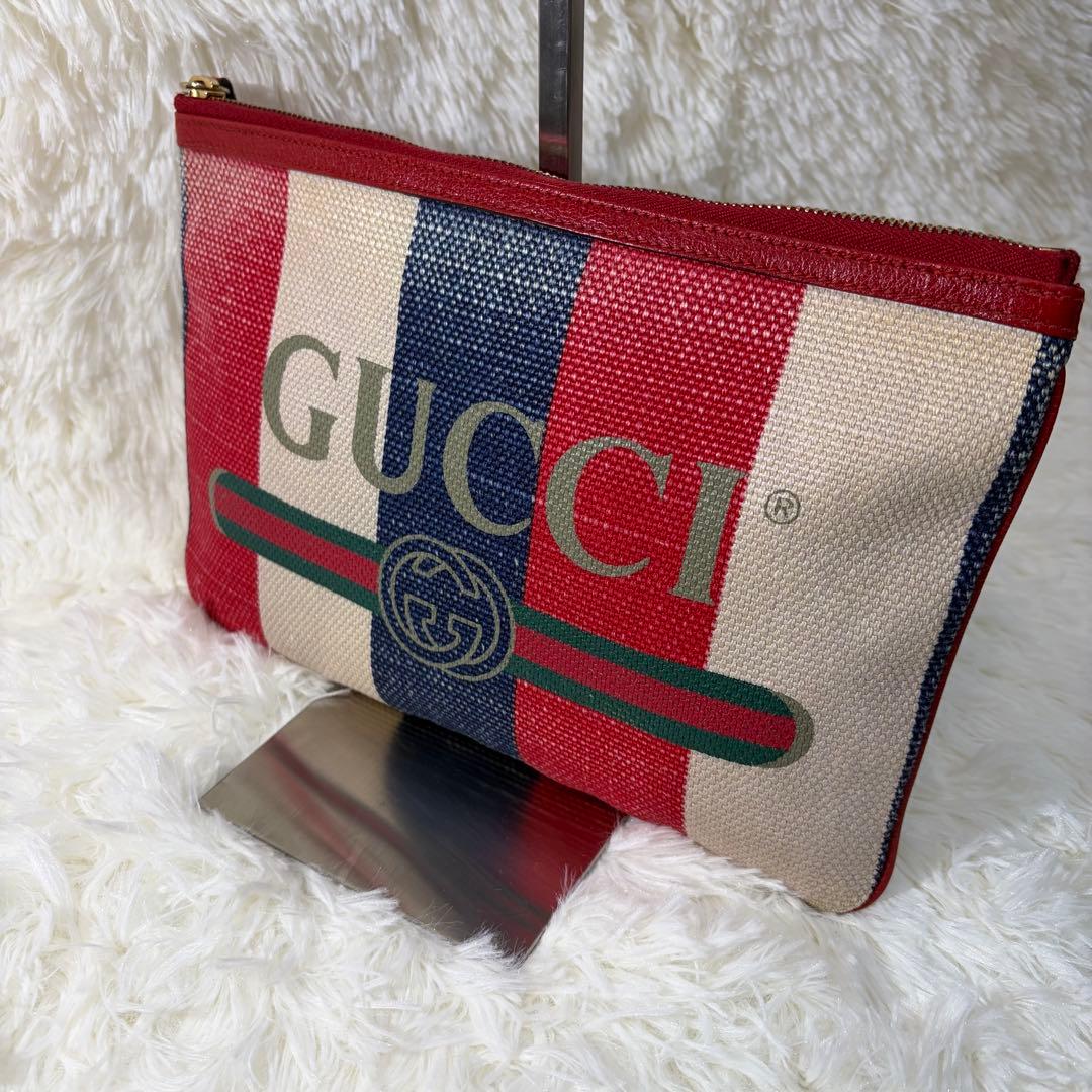 【✨良品✨】GUCCI シルヴィ バイアデラ ストライプ クラッチバッグ