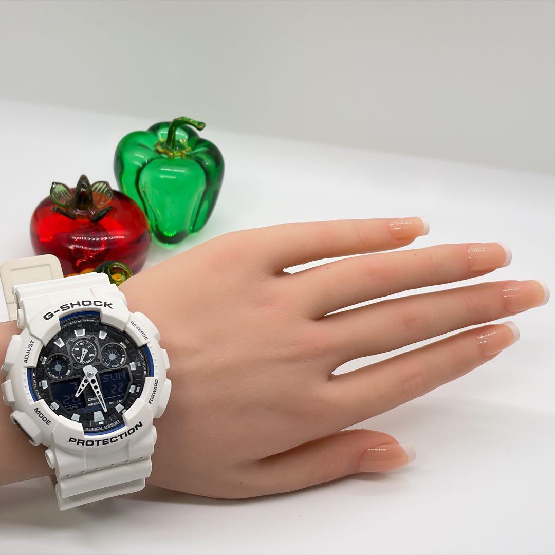 【稼働品】カシオ Gショック 電波ソーラー メンズ腕時計 クロノグラフ ホワイト