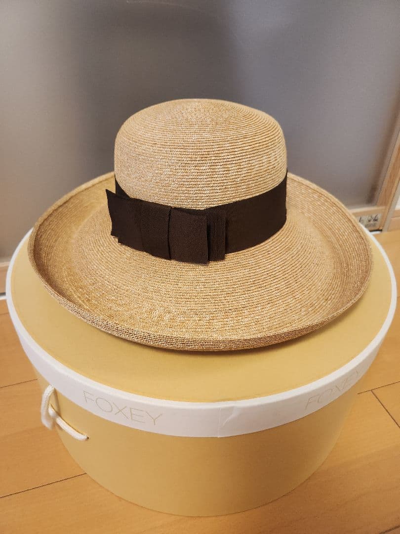 FOXEY 麦わら帽子　ブラウンリボン