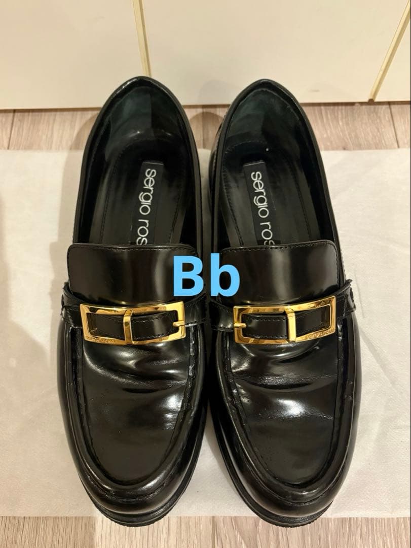 Sergio Rossi SR Nora ブラックレザー ローファー