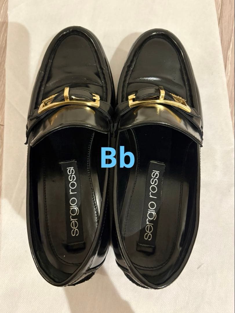 Sergio Rossi SR Nora ブラックレザー ローファー