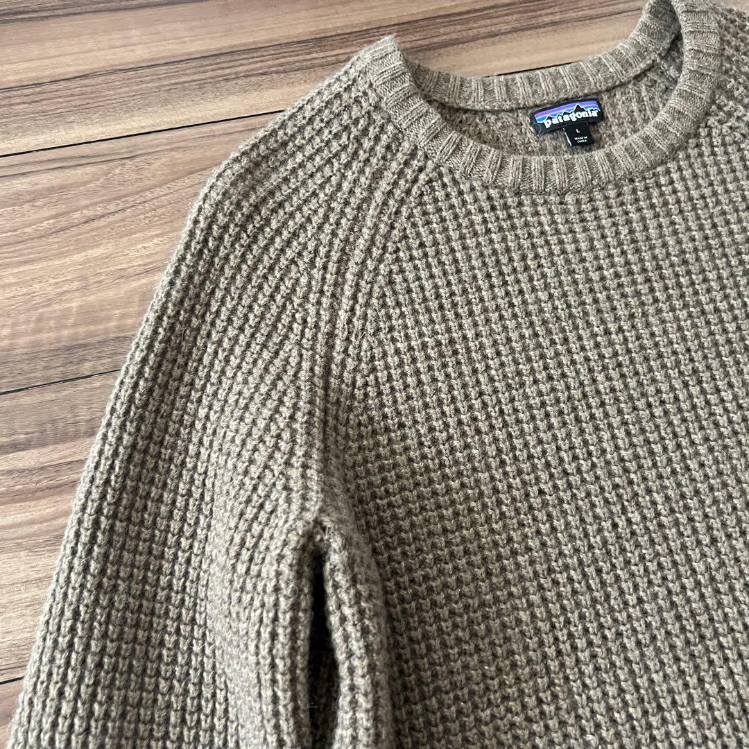 【希少・美品】パタゴニア クルーネック ウールセーター L ワッフル ニット