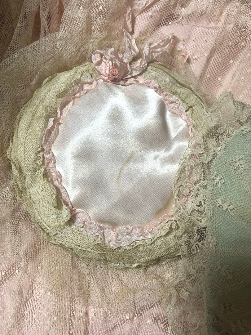 お値下げ　アンティーク　ハート　クッション レース　ドット　ピンク　セット