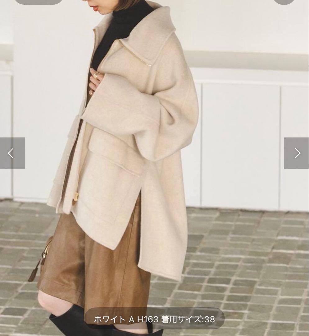 NOBLE キャメルミックスリバージップコート　ホワイト　38 新品