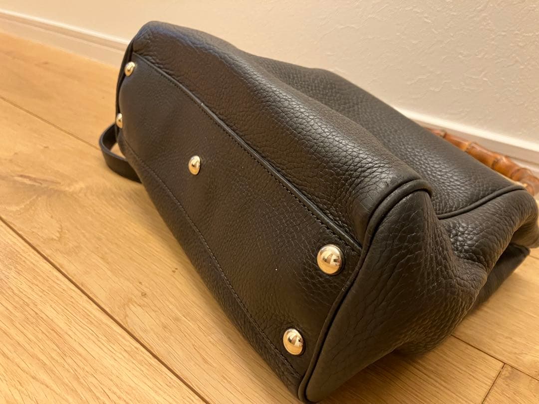 GUCCI バンブー ショッパー ハンドバッグ ブラック