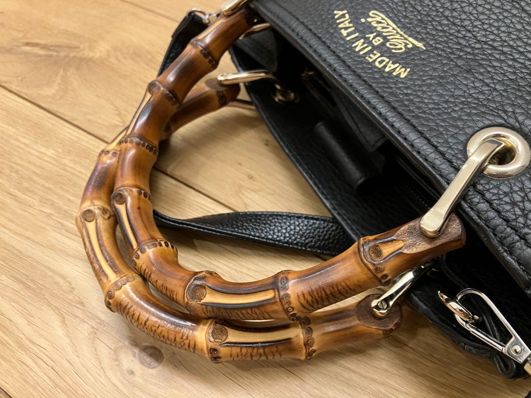 GUCCI バンブー ショッパー ハンドバッグ ブラック