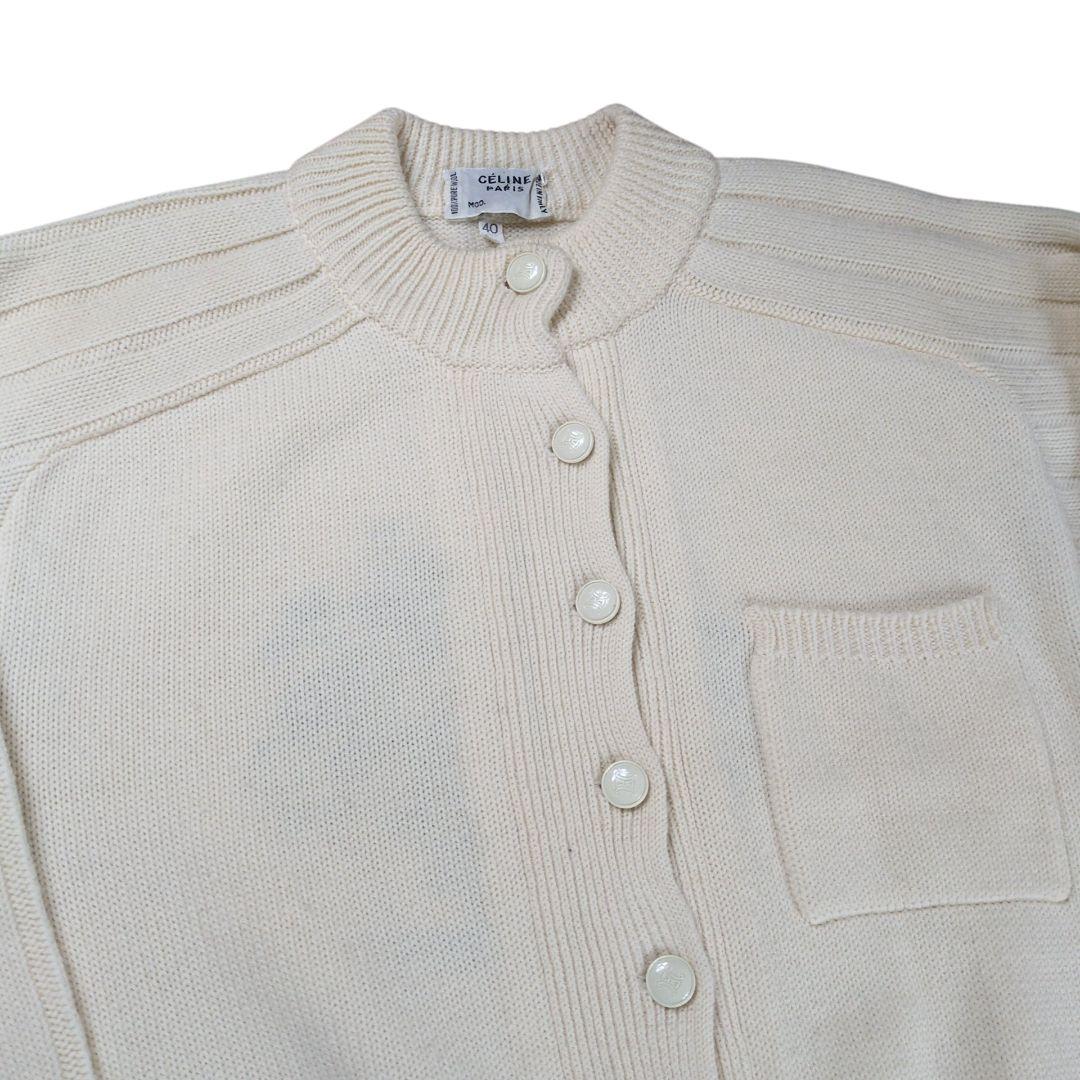 【美品】OLD CELINE フラワー 刺繍 トリオンフボタン カーディガン