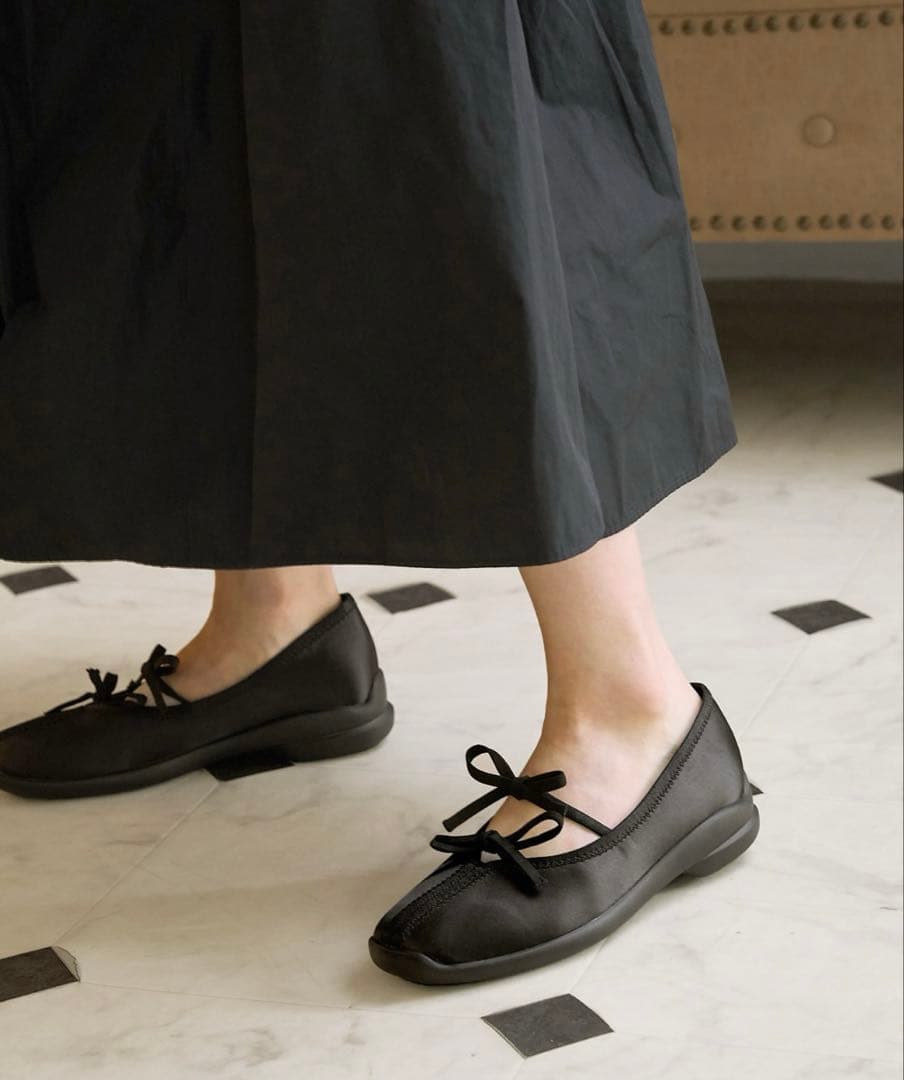 ほぼ未使用品 Le Talon ルタロン　Lダブルリボンバレリーナシューズ