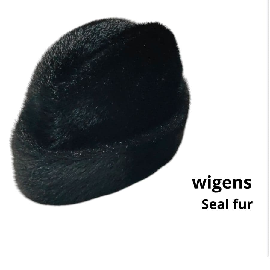 Wigens Seal本革 アザラシ毛皮 帽子 キャップ メンズ レディース 黒