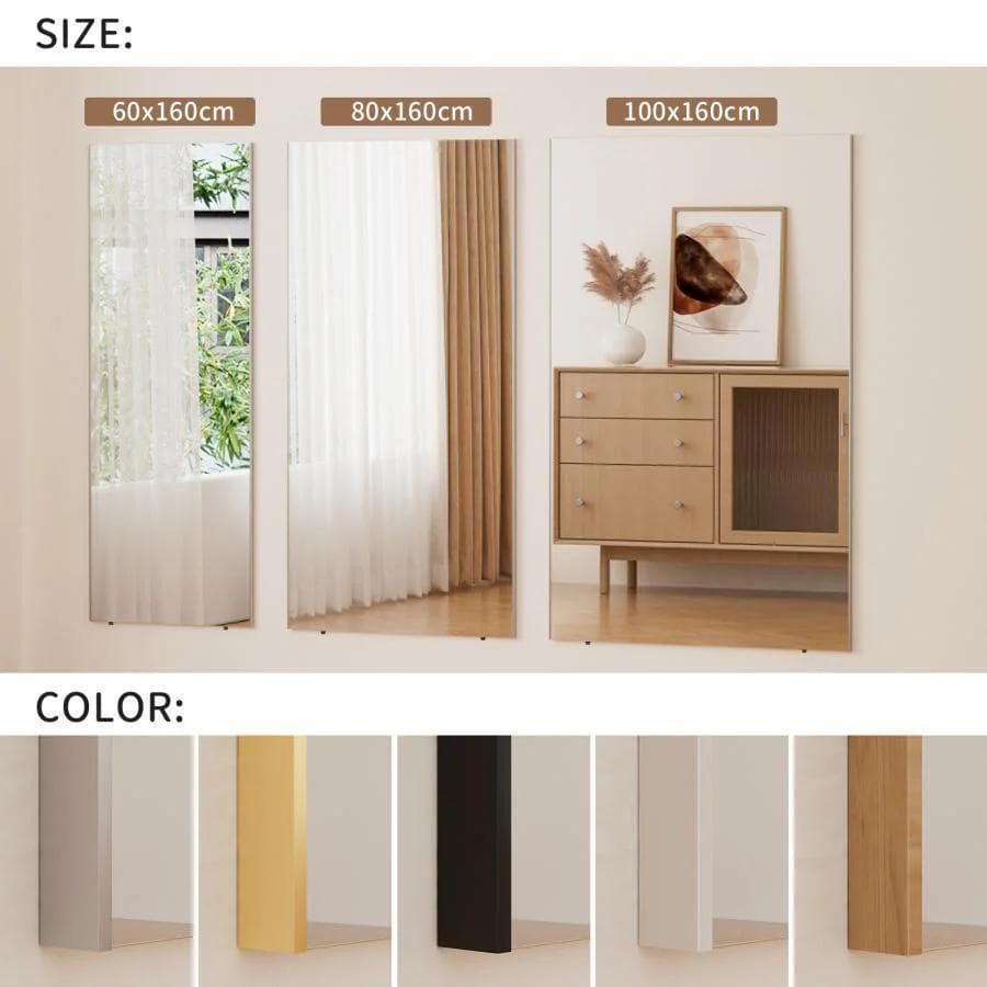 ⭐️新品⭐️割れない鏡 ウォールミラー 壁掛け 姿見鏡 【160×100cm】金