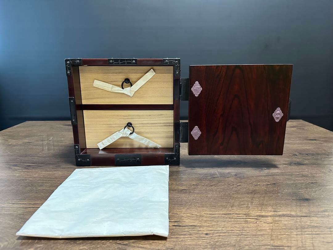 未使用美品　熊野洞 仙台箪笥 船箪笥 小箪笥 八寸帖箱 本漆仕上げ 伝統工芸品