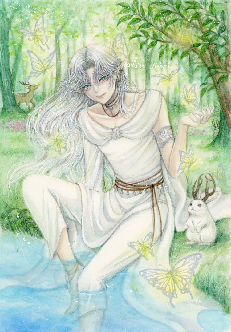 ✨うさねこ16✨　spirit forest　 手描きイラスト