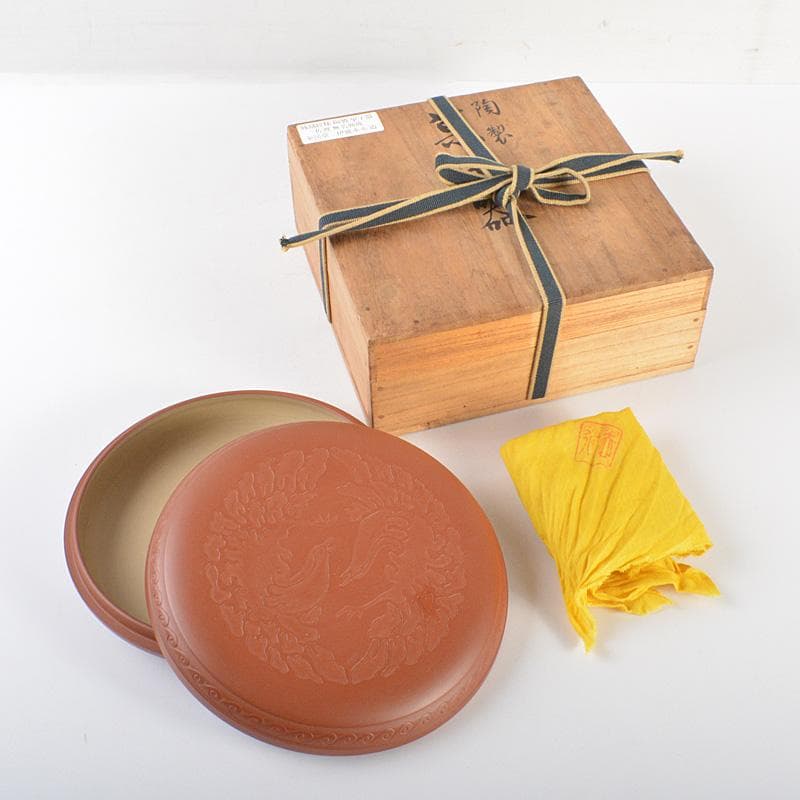 みーこさん人間国宝金渓堂　伊藤赤水造　陶製　菓子器　共布共箱　VR7367