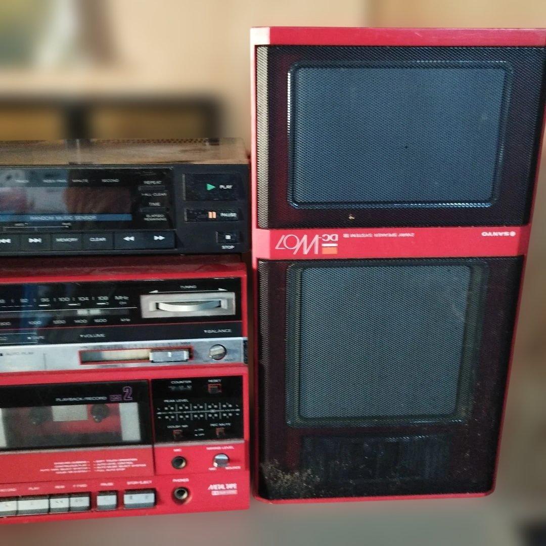 Sony CDP-33 赤色 コンポセット Sanyo W07　昭和レトロ