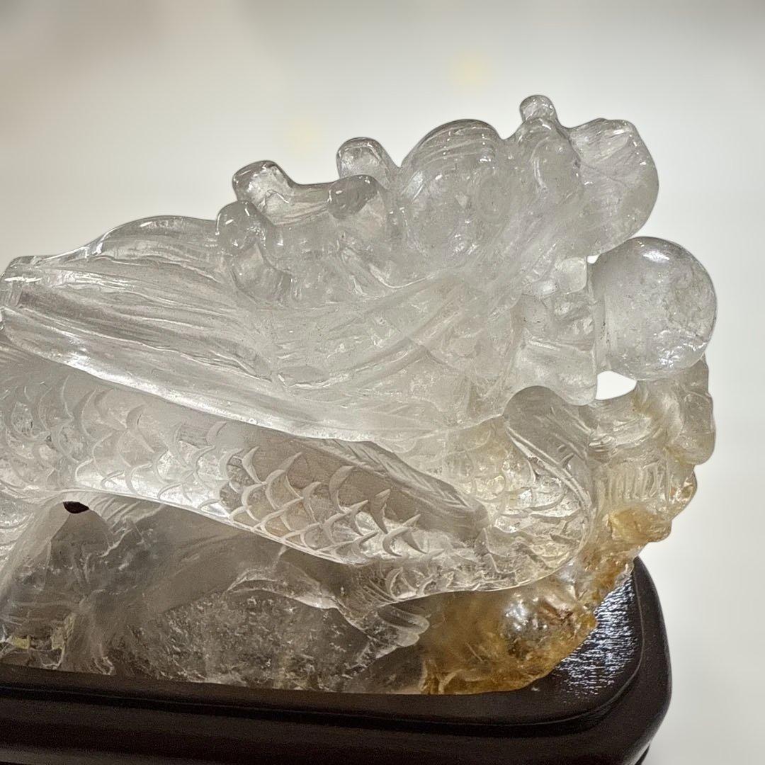 龍神　水晶　天然石　ゴールデンヒーラー付　玉付　高級品　貴重　新品　台座付