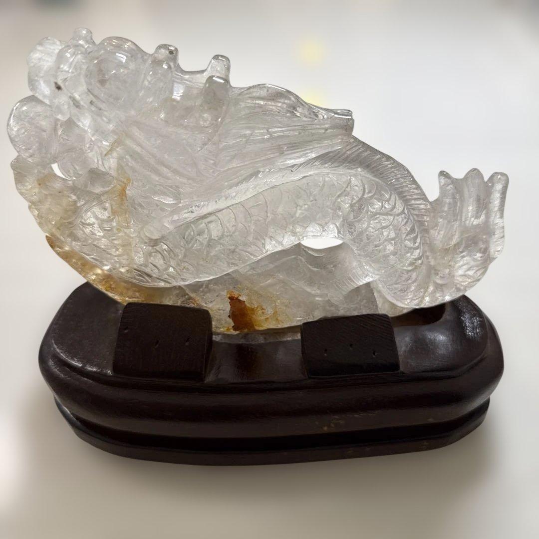 龍神　水晶　天然石　ゴールデンヒーラー付　玉付　高級品　貴重　新品　台座付
