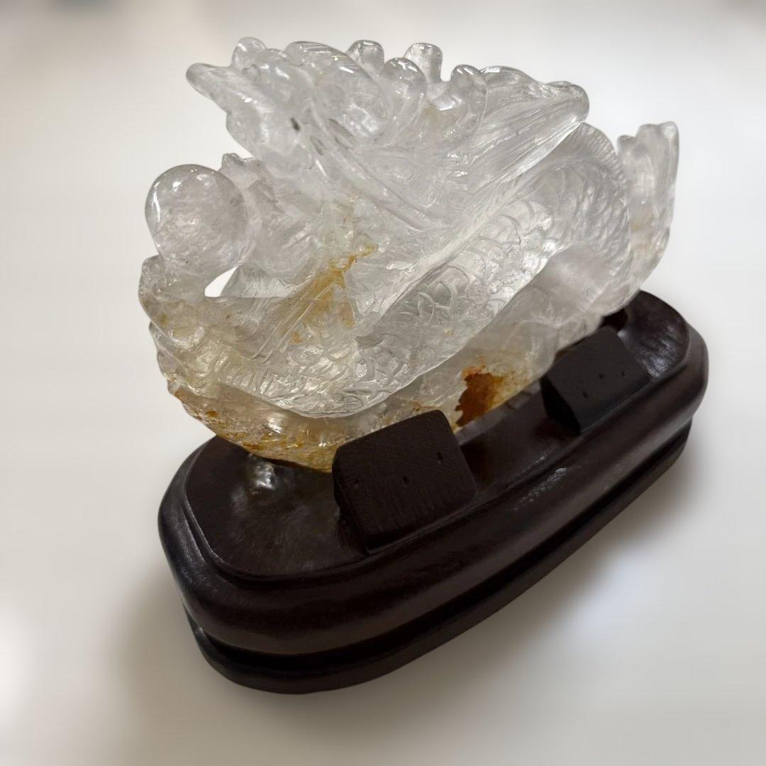 龍神　水晶　天然石　ゴールデンヒーラー付　玉付　高級品　貴重　新品　台座付