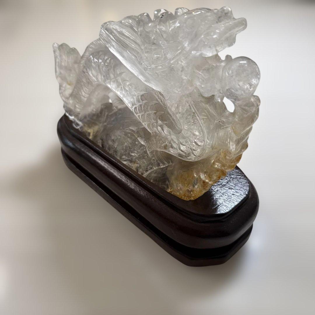 龍神　水晶　天然石　ゴールデンヒーラー付　玉付　高級品　貴重　新品　台座付