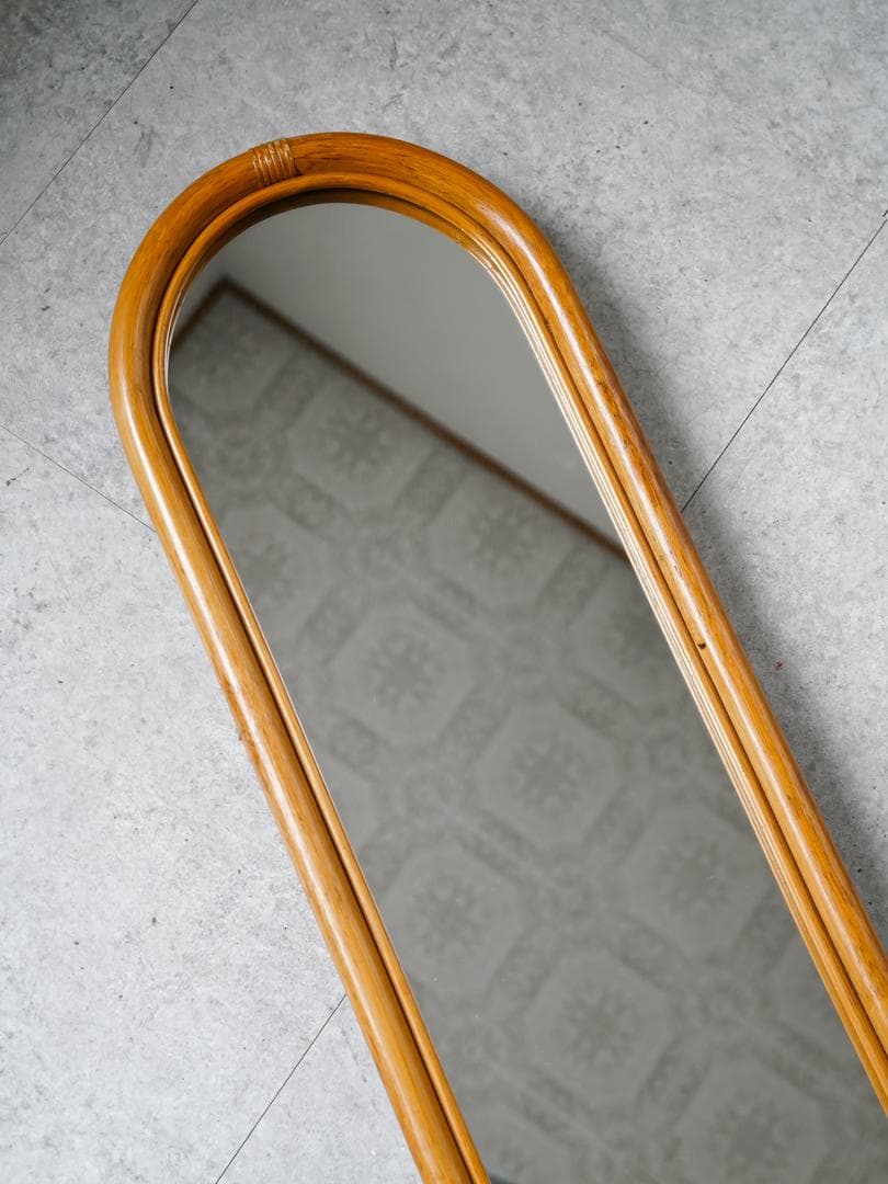 80's \"BLUASTRA\" ヴィンテージミラー ラタン/籐家具 モダン