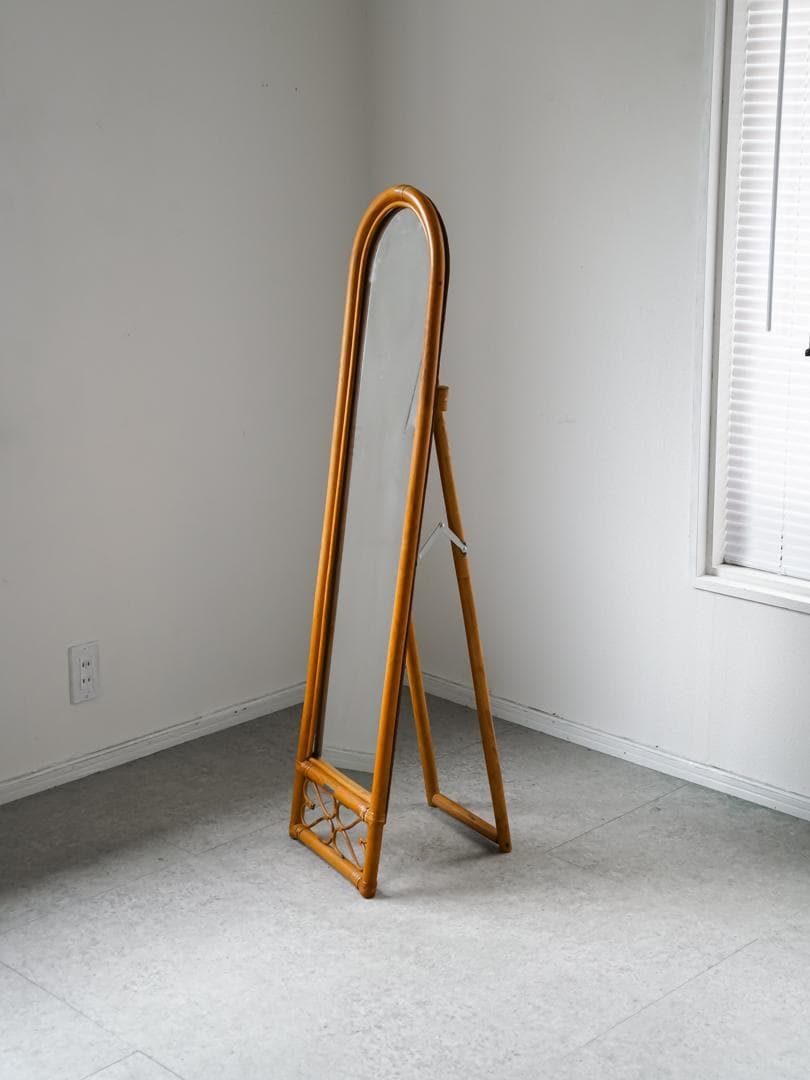 80's \"BLUASTRA\" ヴィンテージミラー ラタン/籐家具 モダン