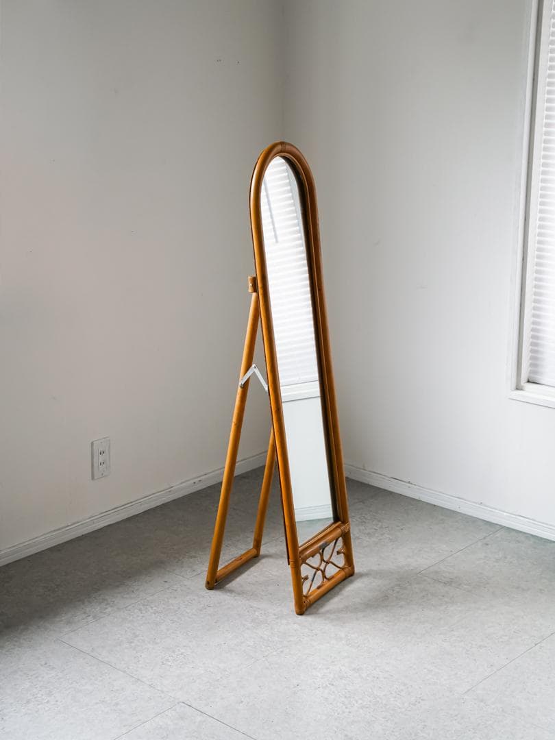 80's \"BLUASTRA\" ヴィンテージミラー ラタン/籐家具 モダン