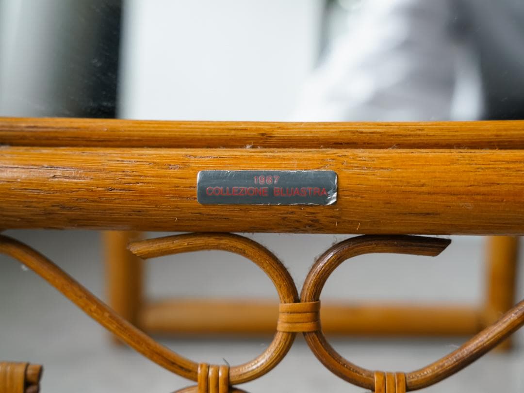80's \"BLUASTRA\" ヴィンテージミラー ラタン/籐家具 モダン