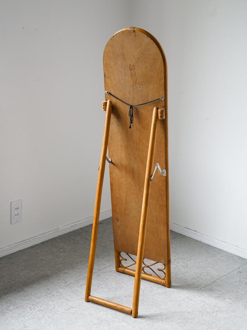 80's \"BLUASTRA\" ヴィンテージミラー ラタン/籐家具 モダン