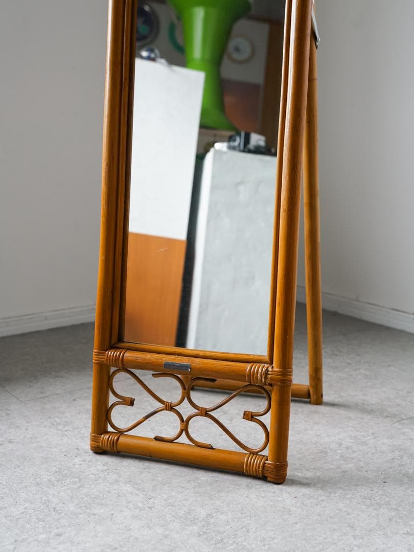 80's \"BLUASTRA\" ヴィンテージミラー ラタン/籐家具 モダン