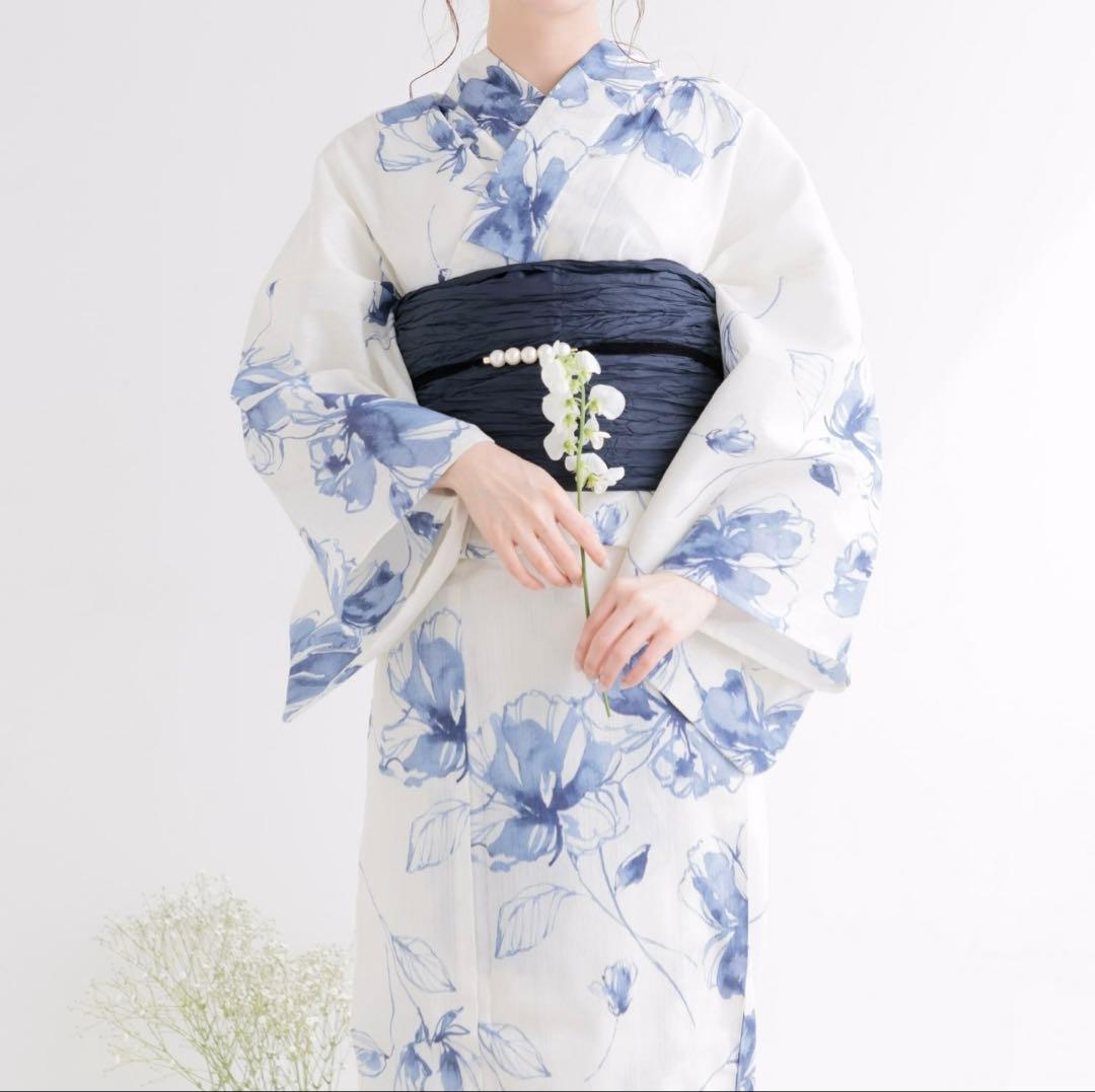 花柄浴衣・帯 下駄セット