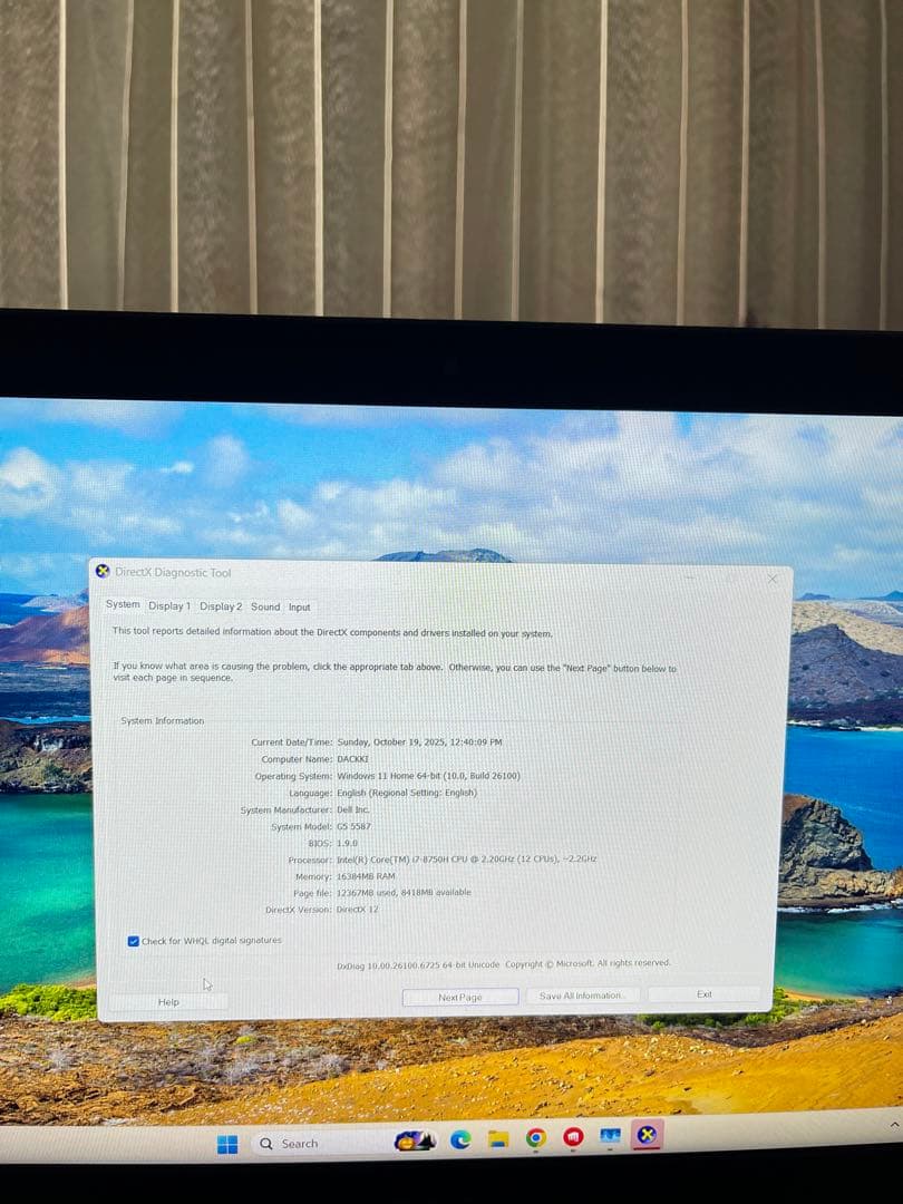 Windowsノート本体 DELL i7 8750h gtx1060