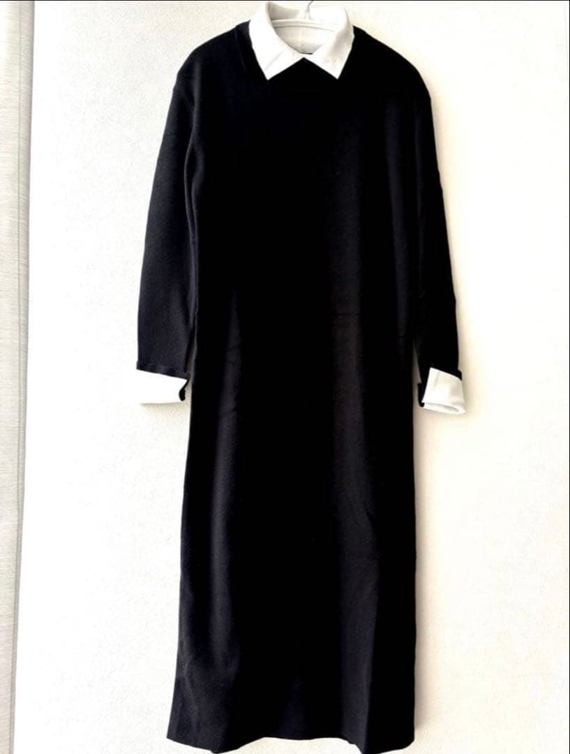 美品✨ROOM NO.8 BLACK / ニードル バイカラー カフス ドレス