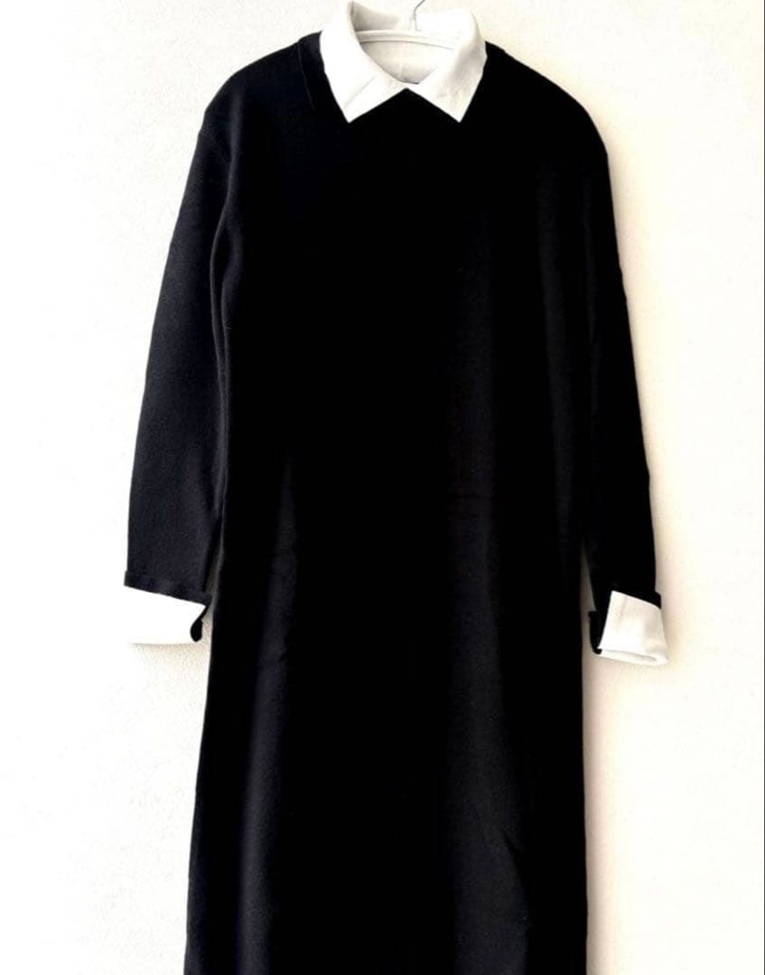 美品✨ROOM NO.8 BLACK / ニードル バイカラー カフス ドレス