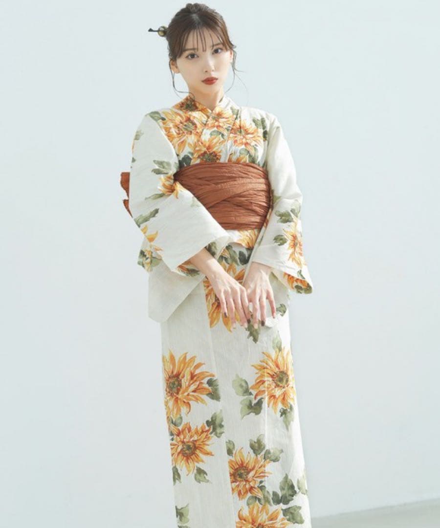 1人で着られる浴衣3点セット 和歌山染工日本染め（浴衣・しわ兵児帯・下駄）【K】