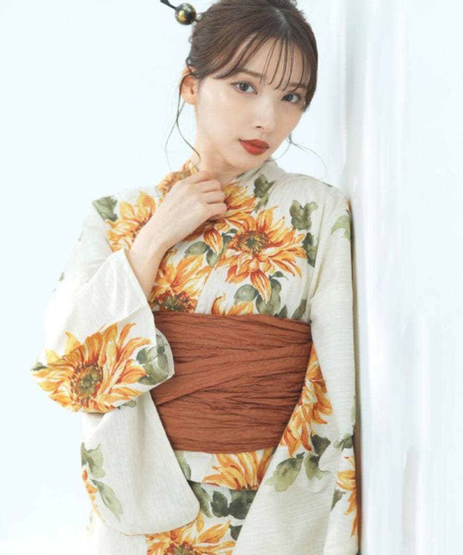 1人で着られる浴衣3点セット 和歌山染工日本染め（浴衣・しわ兵児帯・下駄）【K】