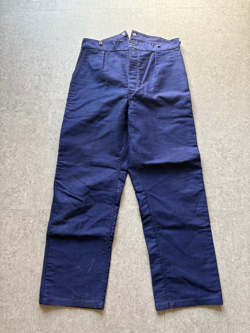 フランスヴィンテージ モールスキン ワークパンツ シンチバック付 40s 30s