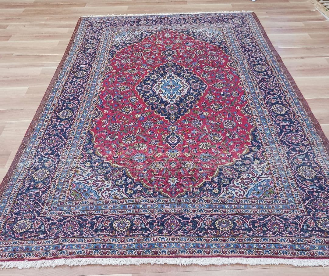 Y3053 高級ペルシャ絨毯 カシャーン産 ウール100% 手織 大判 299㎝