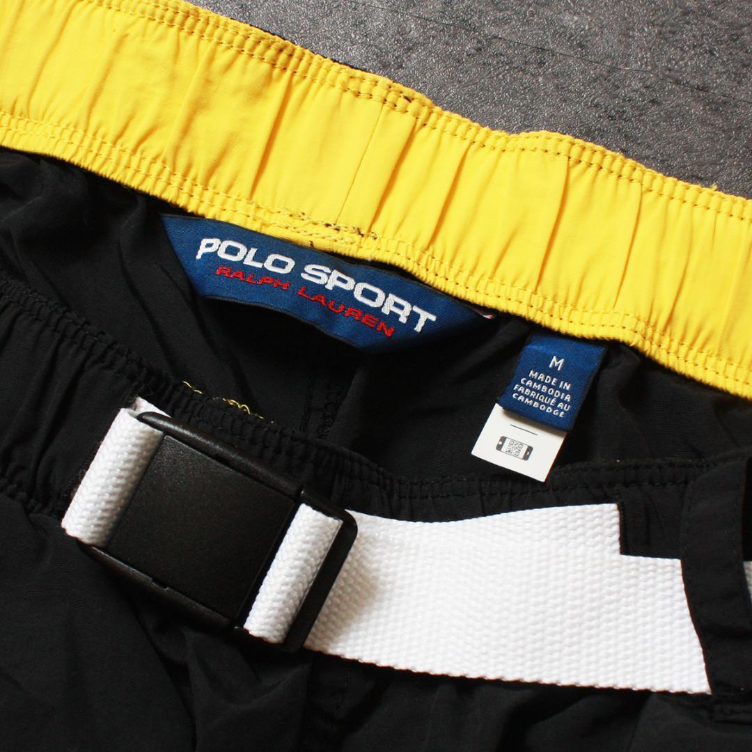 POLO SPORT ポロスポーツ ナイロンハーフパンツ ブラック x イエロー