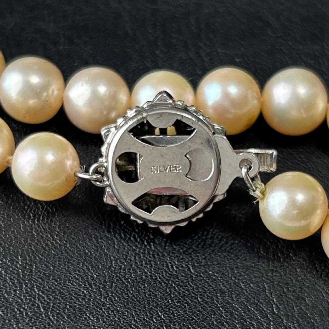 【2連✨122cm】パールネックレス　あこや　本真珠　シルバー刻印　7-8mm