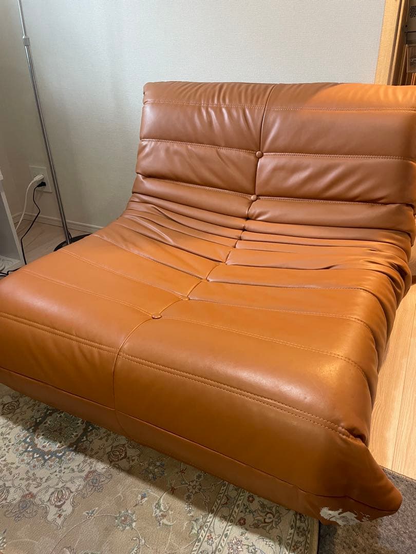 耐摩擦レザー 1人掛けソファ キャタピラソファ きつね色