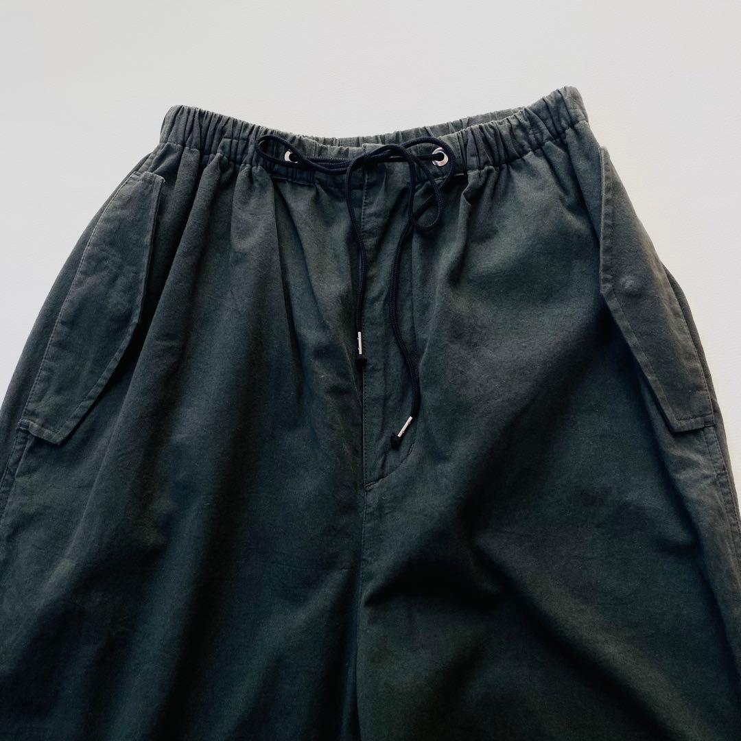 SHISHIKUI　パラシュートパンツ　天然日干し加工　ドローコード　ブラック