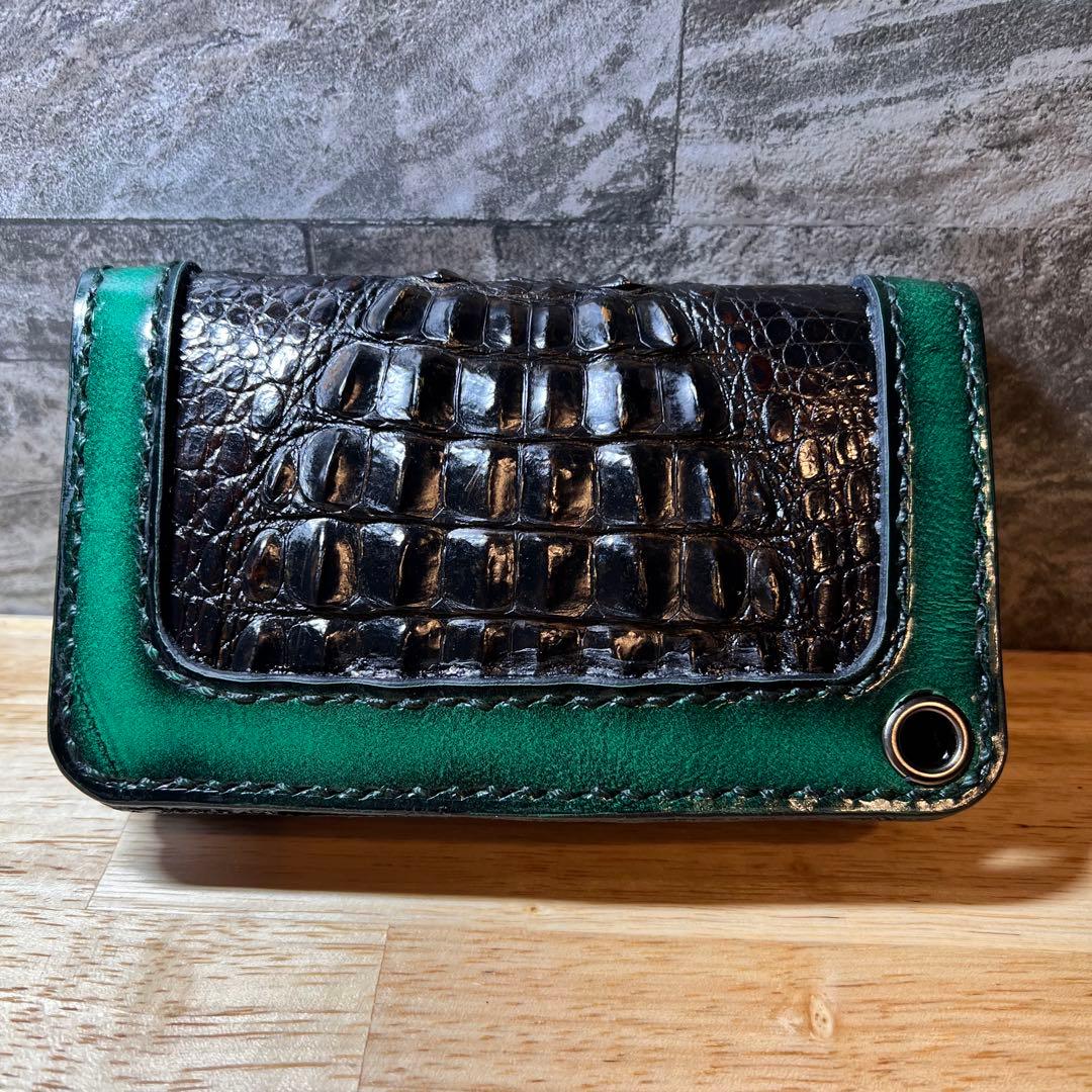 【限定】ミドルトラッカーウォレット　クロコクラウンインレイ 　本革　ワイルドvr