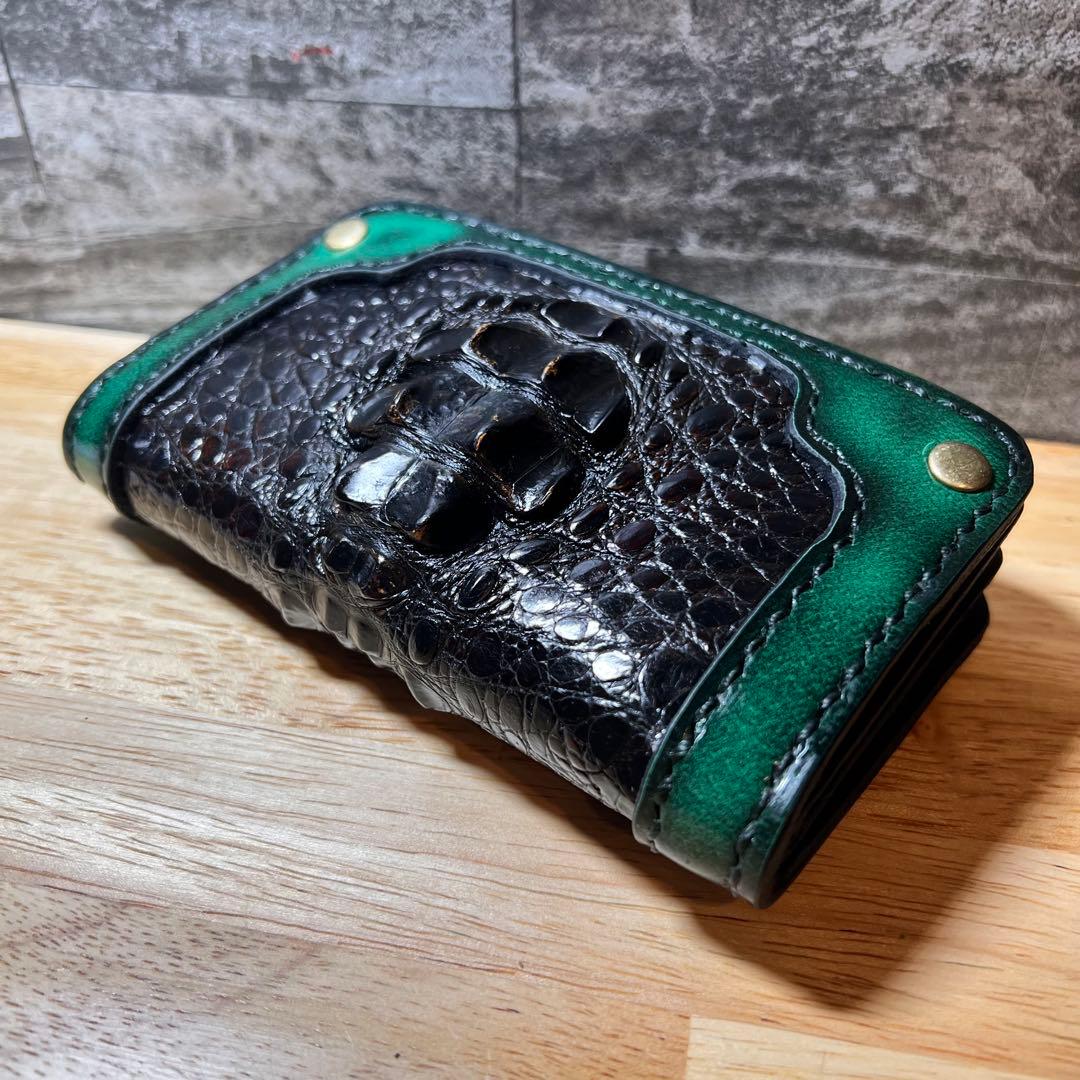 【限定】ミドルトラッカーウォレット　クロコクラウンインレイ 　本革　ワイルドvr