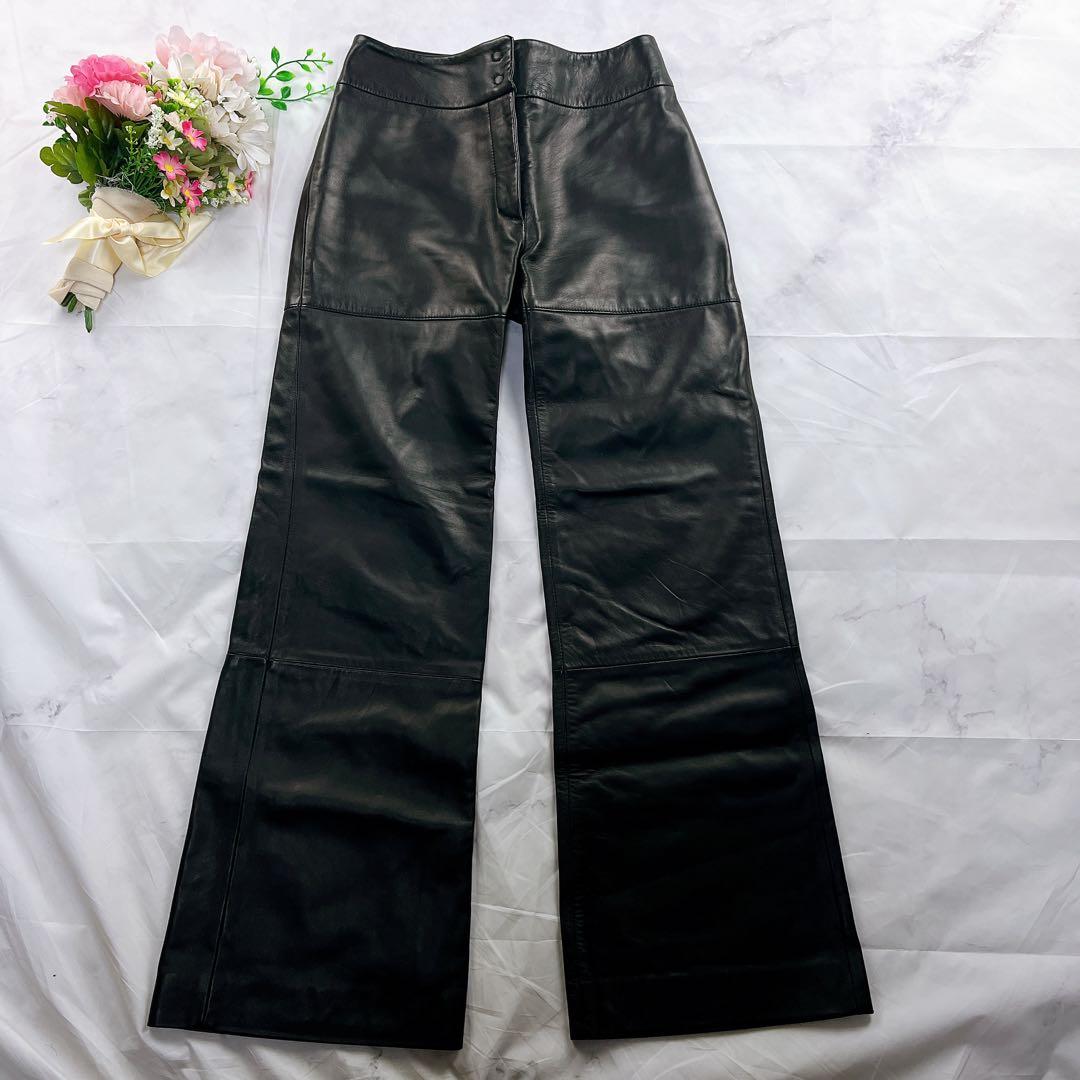 極美品✨DOLCE&GABBANA オールレザー パンツ フレア ブラック黒