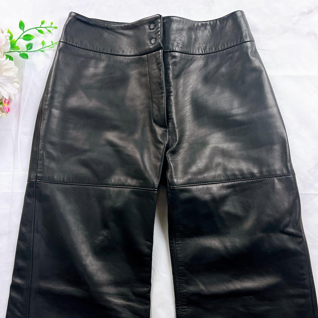 極美品✨DOLCE&GABBANA オールレザー パンツ フレア ブラック黒