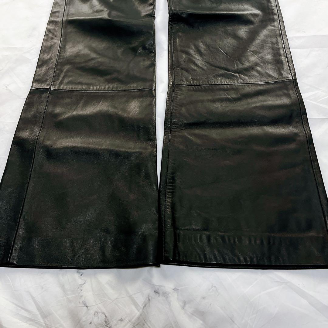 極美品✨DOLCE&GABBANA オールレザー パンツ フレア ブラック黒