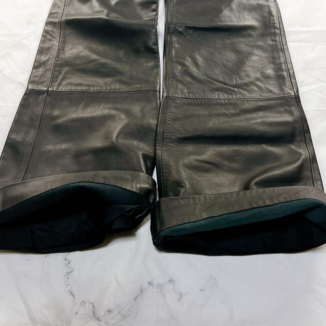 極美品✨DOLCE&GABBANA オールレザー パンツ フレア ブラック黒